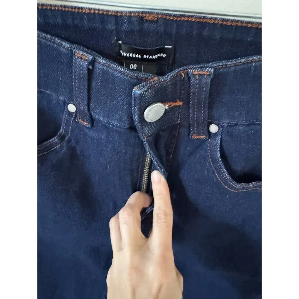 Universal Standard Skinny Mid Rise Stretch Denim Jean Dark Wash Blue Size 00 NEW